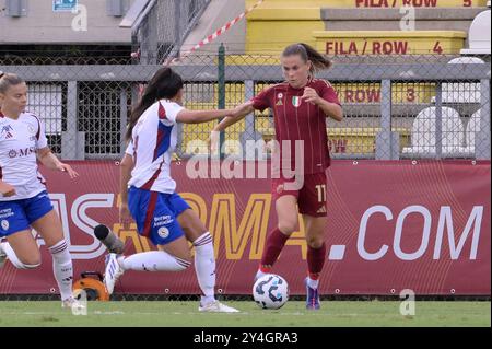 Roma, Italien. September 2024. ALS Roma-Kandidatin Emilie Haavi während der 2. Runde der UEFA Women's Champions League 2024/2025 zwischen AS Roma und Servette im Tre Fontane-Stadion Rom am 18. September 2024. Sport - Fußball. (Foto: Fabrizio Corradetti/LaPresse) Credit: LaPresse/Alamy Live News Stockfoto