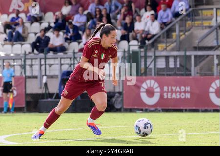 Roma, Italien. September 2024. ALS Roma-Kandidatin Evelyne Viens bei der UEFA Women's Champions League 2024/2025 Runde 2 zwischen AS Roma und Servette im Tre Fontane-Stadion Rom am 18. September 2024. Sport - Fußball. (Foto: Fabrizio Corradetti/LaPresse) Credit: LaPresse/Alamy Live News Stockfoto