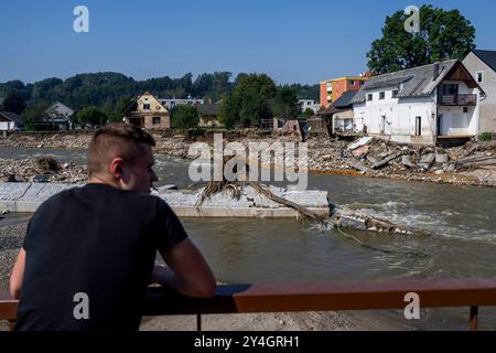 Mikulovice, Tschechische Republik. September 2024. Die Folgen des Hochwassers in Mikulovice, Jeseniky, Region Olmütz, 18. September 2024. Quelle: Ondrej Deml/CTK Photo/Alamy Live News Stockfoto