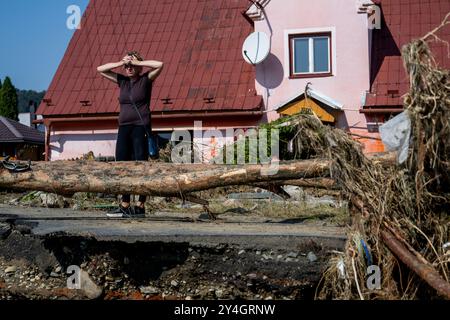 Mikulovice, Tschechische Republik. September 2024. Die Folgen des Hochwassers in Mikulovice, Jeseniky, Region Olmütz, 18. September 2024. Quelle: Ondrej Deml/CTK Photo/Alamy Live News Stockfoto