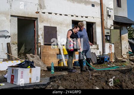 Mikulovice, Tschechische Republik. September 2024. Die Folgen des Hochwassers in Mikulovice, Jeseniky, Region Olmütz, 18. September 2024. Quelle: Ondrej Deml/CTK Photo/Alamy Live News Stockfoto