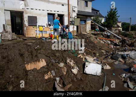 Mikulovice, Tschechische Republik. September 2024. Die Folgen des Hochwassers in Mikulovice, Jeseniky, Region Olmütz, 18. September 2024. Quelle: Ondrej Deml/CTK Photo/Alamy Live News Stockfoto