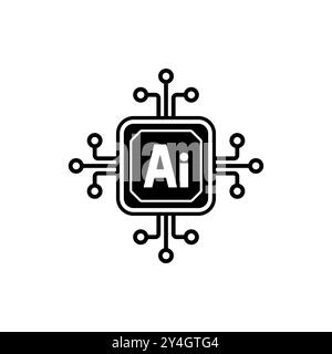Elektronischer Chip-Schaltungsprozessor, Künstliche Intelligenz Ai Logo Symbol, digitale IT-Technologie, Vektor-Illustration Stock Vektor