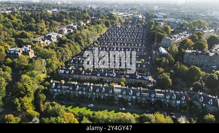 Aus der Vogelperspektive der Stockbridge Colonies, Inverleith, Edinburgh. Stockfoto