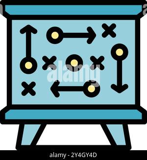 Die Sportstrategie zeigt den Spielplan und die Taktik anhand von Kreisen und Kreuzen, damit der Trainer die Spielzüge während der Auszeit erklärt Stock Vektor