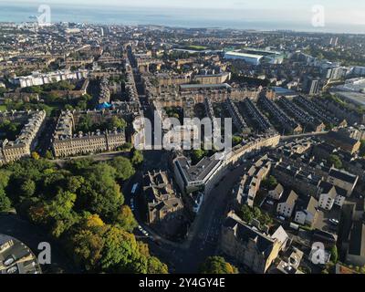 Luftaufnahme von Abbeyhill und Easter Road, Edinburgh, Schottland, Großbritannien. Stockfoto