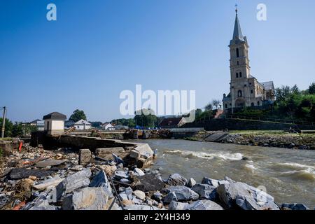 Mikulovice, Tschechische Republik. September 2024. Die Folgen des Hochwassers in Mikulovice, Jeseniky, Region Olmütz, 18. September 2024. Quelle: Ondrej Deml/CTK Photo/Alamy Live News Stockfoto