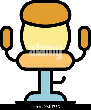 Der einfache Friseurstuhl Icon verfügt über eine höhenverstellbare Fußstütze, perfekt für die Werbung für Ihren Friseur Stock Vektor