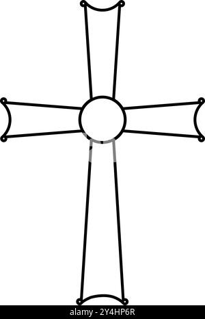 Symbol des antiken christlichen Kreuzes. Vektorgrafik umreißen Stock Vektor