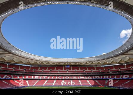 Madrid, Spanien. September 2024. Fußball: Champions League, vor dem Spiel zwischen Atletico Madrid und RB Leipzig im Estadio Metropolitano. Blick ins Stadion. Quelle: Jan Woitas/dpa/Alamy Live News Stockfoto