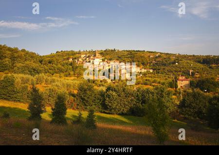 Mittelalterliches Dorf Scrofiano, Provinz Arezzo, Toskana, Italien Stockfoto