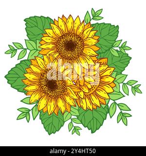 Handgezeichnete Illustration von Sonnenblumen Stock Vektor