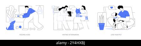 Haustiere Routine isolierte Cartoon Vektor Illustrationen se Stock Vektor