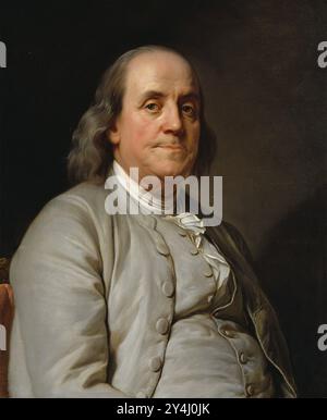 BENJAMIN FRANKLIN (1706–1790) US-amerikanischer Staatsmann und Polymath im Gemälde von Joseph Duplessis aus dem Jahr 1778 Stockfoto