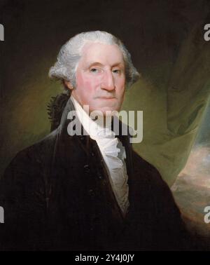 GEORGE WASHINGTON (1732–1799) als erster Präsident der Vereinigten Staaten in dem Gemälde von Gilbert Stuart aus dem Jahr 1795 Stockfoto