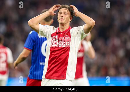 Amsterdam, Niederlande. September 2024. AMSTERDAM, NIEDERLANDE - 18. SEPTEMBER: Mika Godts von AFC Ajax enttäuscht während des niederländischen Eredivisie-Spiels zwischen AFC Ajax und Fortuna Sittard in der Johan Cruijff Arena am 18. September 2024 in Amsterdam. (Foto von Peter Lous/Orange Pictures) Credit: Orange Pics BV/Alamy Live News Stockfoto
