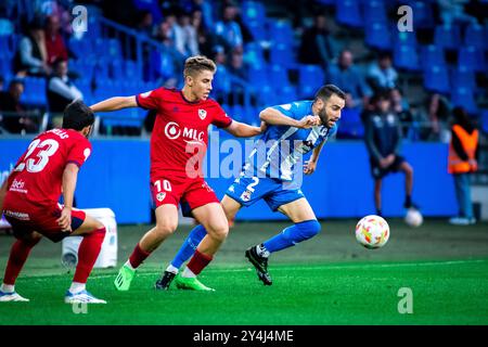 A Coruña, Spanien. Oktober 2022. 1 RFEF League RC Deportivo de la Coruña gegen Linares. Der Spieler Fermín López während des Spiels im Riazor Stadion. Stockfoto