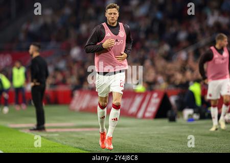 Amsterdam, Niederlande. September 2024. AMSTERDAM, NIEDERLANDE - 18. SEPTEMBER: Aufwärmphase von Wout Weghorst vom AFC Ajax während des niederländischen Eredivisie-Spiels zwischen AFC Ajax und Fortuna Sittard in der Johan Cruijff Arena am 18. September 2024 in Amsterdam, Niederlande. (Foto: Peter Lous/Orange Pictures) Credit: dpa/Alamy Live News Stockfoto
