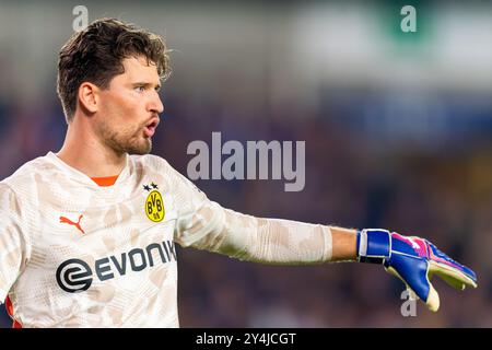 Brügge, Belgien. September 2024. BRÜGGE, BELGIEN - 18. SEPTEMBER: Gregor Kobel aus Borussia Dortmund trainiert seine Teamkollegen beim Spiel der UEFA Champions League 2024/25 Phase MD1 zwischen Club Brugge KV und Borussia Dortmund im Jan Breydelstadion am 18. September 2024 in Brügge. (Foto: Joris Verwijst/BSR Agency) Credit: BSR Agency/Alamy Live News Stockfoto