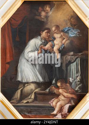 VICENZA, ITALIEN - 7. NOVEMBER 2023: Gemälde des Heiligen Antonius von Paova in der Kirche Chiesa di San Marco von unbekanntem Künstler. Stockfoto