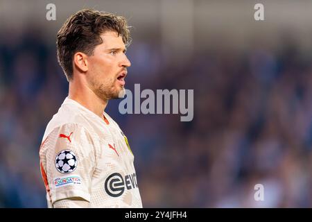 Brügge, Belgien. September 2024. BRÜGGE, BELGIEN - 18. SEPTEMBER: Gregor Kobel von Borussia Dortmund beim Spiel der UEFA Champions League 2024/25 Phase MD1 zwischen Club Brugge KV und Borussia Dortmund im Jan Breydelstadion am 18. September 2024 in Brügge. (Foto: Joris Verwijst/BSR Agency) Credit: BSR Agency/Alamy Live News Stockfoto