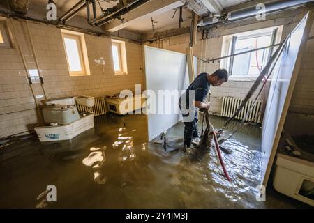 Bohumin, Region Ostrava. September 2024. Überflutetes Krankenhaus aufgrund der überfluteten oder in Bohumin, Region Ostrava, Tschechische Republik, 18. September 2024. Quelle: VIT Simanek/CTK Photo/Alamy Live News Stockfoto