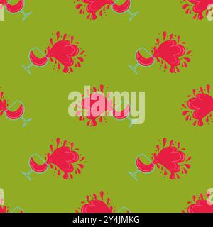 Nahtloses Muster des Vektorgetränks. Cocktail und Gläser nahtlose Textur. Hintergrund des Weinalkohols. Stock Vektor