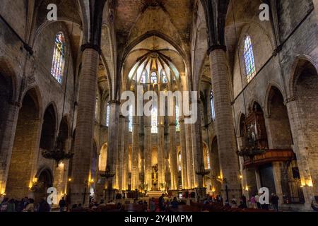 Die Basilika de Santa Maria del Mar in Barcelona, Spanien. Stockfoto