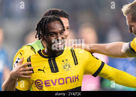 Brügge, Belgien. September 2024. BRÜGGE, BELGIEN - 18. SEPTEMBER: Jamie Gittens von Borussia Dortmund beim Spiel der UEFA Champions League 2024/25 Phase MD1 zwischen Club Brugge KV und Borussia Dortmund im Jan Breydelstadion am 18. September 2024 in Brügge. (Foto: Joris Verwijst/BSR Agency) Credit: BSR Agency/Alamy Live News Stockfoto