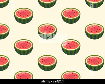 Wassermelone mit nahtlosem Muster. Vektorabbildung. Stock Vektor