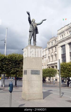 Dublin, IRLAND. September 2024. 20240904: Eine Statue des irischen Gewerkschaftsführers und republikanischen Unterstützers Jim Larkin überblickt die O’Connell Street in Dublin. (Kreditbild: © Chuck Myers/ZUMA Press Wire) NUR REDAKTIONELLE VERWENDUNG! Nicht für kommerzielle ZWECKE! Stockfoto