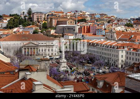 Der Rossio-Platz in Lissabon ist seit langem einer der wichtigsten Plätze der Stadt. Stockfoto