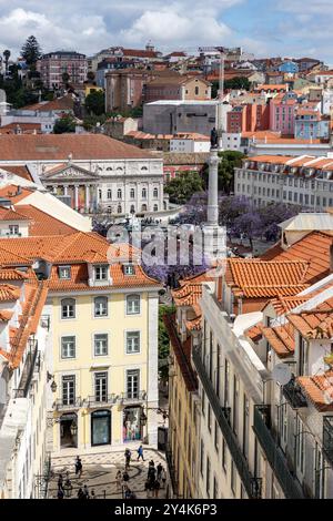 Der Rossio-Platz in Lissabon ist seit langem einer der wichtigsten Plätze der Stadt. Stockfoto