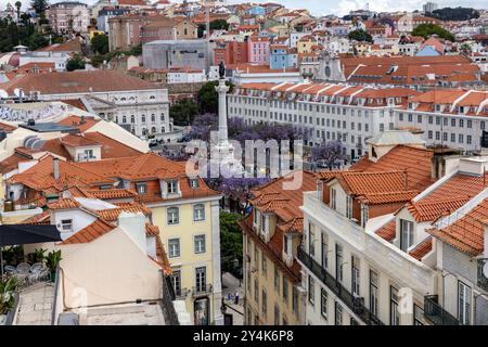 Der Rossio-Platz in Lissabon ist seit langem einer der wichtigsten Plätze der Stadt. Stockfoto