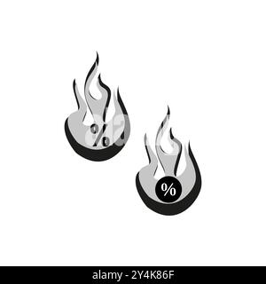 Prozentsatz der Flammen des Symbols. Burning Discount-Konzept. Vektor für heißes Angebot. Feuriger Sale-Symbol. Stock Vektor