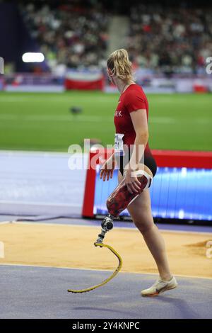 Paris, Frankreich. September 2024. Emilie Aaen aus Dänemark beim T63-Weitsprung bei den Paralympischen Spielen in Paris 2024. (Kreditbild: © JDG/ZUMA Press Wire) NUR REDAKTIONELLE VERWENDUNG! Nicht für kommerzielle ZWECKE! Stockfoto