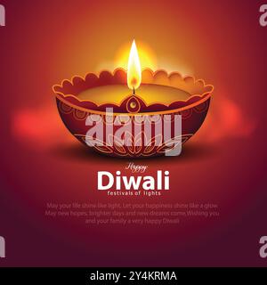 Frohes Diwali. Indische Feste des Lichts mit Umriss Diya. vektor Illustration Design Stock Vektor