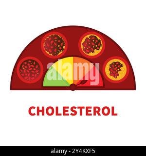 Cholesterinspiegelmessgerät mit Blutgefässdiagramm Stock Vektor