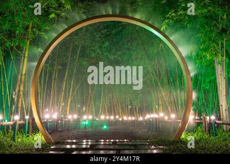 Dies ist ein nächtlicher Blick auf den Zen-Wald, einen Bambuswald im Sun World Wonders Freizeitpark am 23. Mai 2023 in da Nang, Vietnam Stockfoto