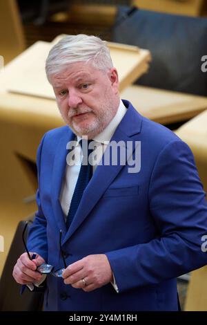 Edinburgh Schottland, Vereinigtes Königreich 18. September 2024. Kabinettssekretär für Verfassung, Auswärtige Angelegenheiten und Kultur Angus Robertson MSP im schottischen Parlament. Credit sst/alamy Live News Stockfoto