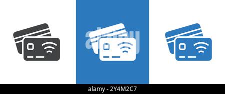 Symbol für kontaktlose Zahlung – Umriss Sammlung in Schwarz und auf weißem Hintergrund Stock Vektor