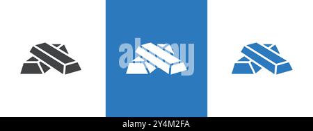 Die Icon Outline Kollektion mit Goldbarren in Schwarz und auf weißem Hintergrund Stock Vektor