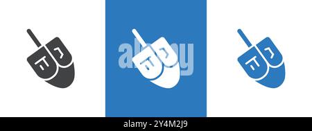 Dreidel Icon Outline Kollektion in Schwarz und auf weißem Hintergrund Stock Vektor