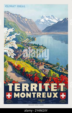 Gebiet. Montreux von Johann Emil Müller (1885-1958). Poster veröffentlicht 1924 in der Schweiz. Stockfoto