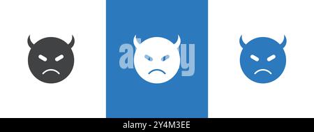 satan Evil Icon Outline Kollektion in schwarz und auf weißem Hintergrund Stock Vektor