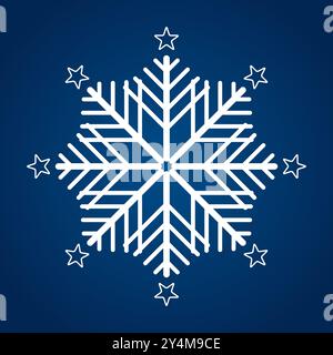 Ein Schneeflocken-Symbol, Symbol, Logo für Design-Weihnachtsvektor, Illustration Element Kollektion. Ein Vektor weiche weiße Schneeflocke auf isoliertem blauen Hintergrund Stock Vektor