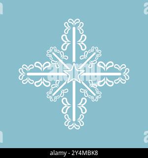 Weiße Schneeflocken isoliert auf hellblauem Hintergrund. Und Snowflake-Symbol. Schneeflocke für Design Weihnachtsvektor, Illustration Stock Vektor