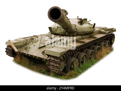 Der linke Tank nach dem Kampf. Der Panzer t-64A ist ein sowjetischer Kampfpanzer. Gegründet in den frühen 1960er Jahren im Charkiw Morosow Design Bureau, 103er Jahre vor Stockfoto