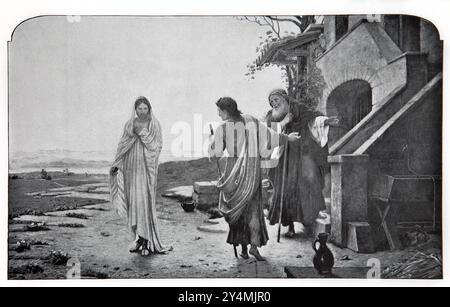 Illustration von „Bleiben Sie bei uns“ aus der Malerei – Jesus erscheint zwei Jüngern auf dem Weg nach Emmaus aus der Malerei von C.W.COPE in der Ausgabe von T 1902 Stockfoto