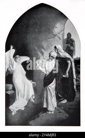 Illustration der Engel an der Tür des Grabes als drei Maria's Enter (Matthäus 28) aus dem Gemälde die Frauen am Grab von Alex Ender aus dem Jahr 1902 Stockfoto